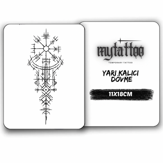 Viking Pusulası 2 Figürlü Orta Boy Yarı Kalıcı Dövme MY192 MyTattoo