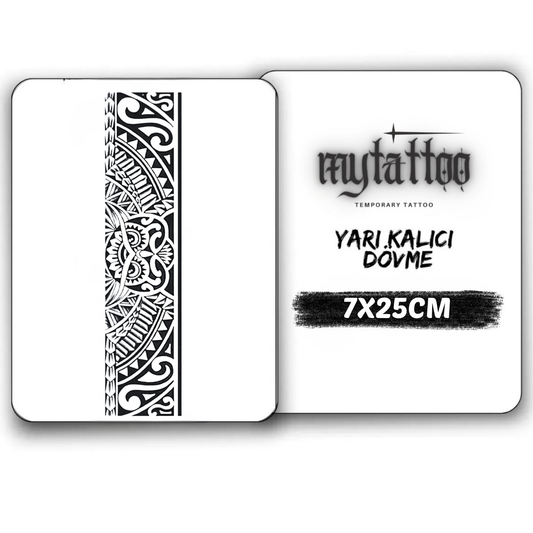 Tribal Baykuş Figürlü Şerit Yarı Kalıcı Dövme-MY107 MyTattoo
