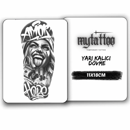 Harley Quin Figürlü Orta Boy Yarı Kalıcı Dövme MY180 MyTattoo