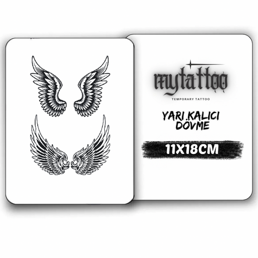 Çift Kanat Figürlü Orta Boy Yarı Kalıcı Dövme-MY100 MyTattoo
